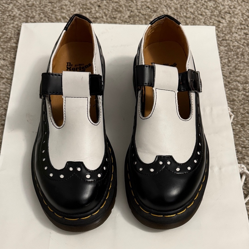 Dr. Martens Women’s Black and White Chunky Maryjanes